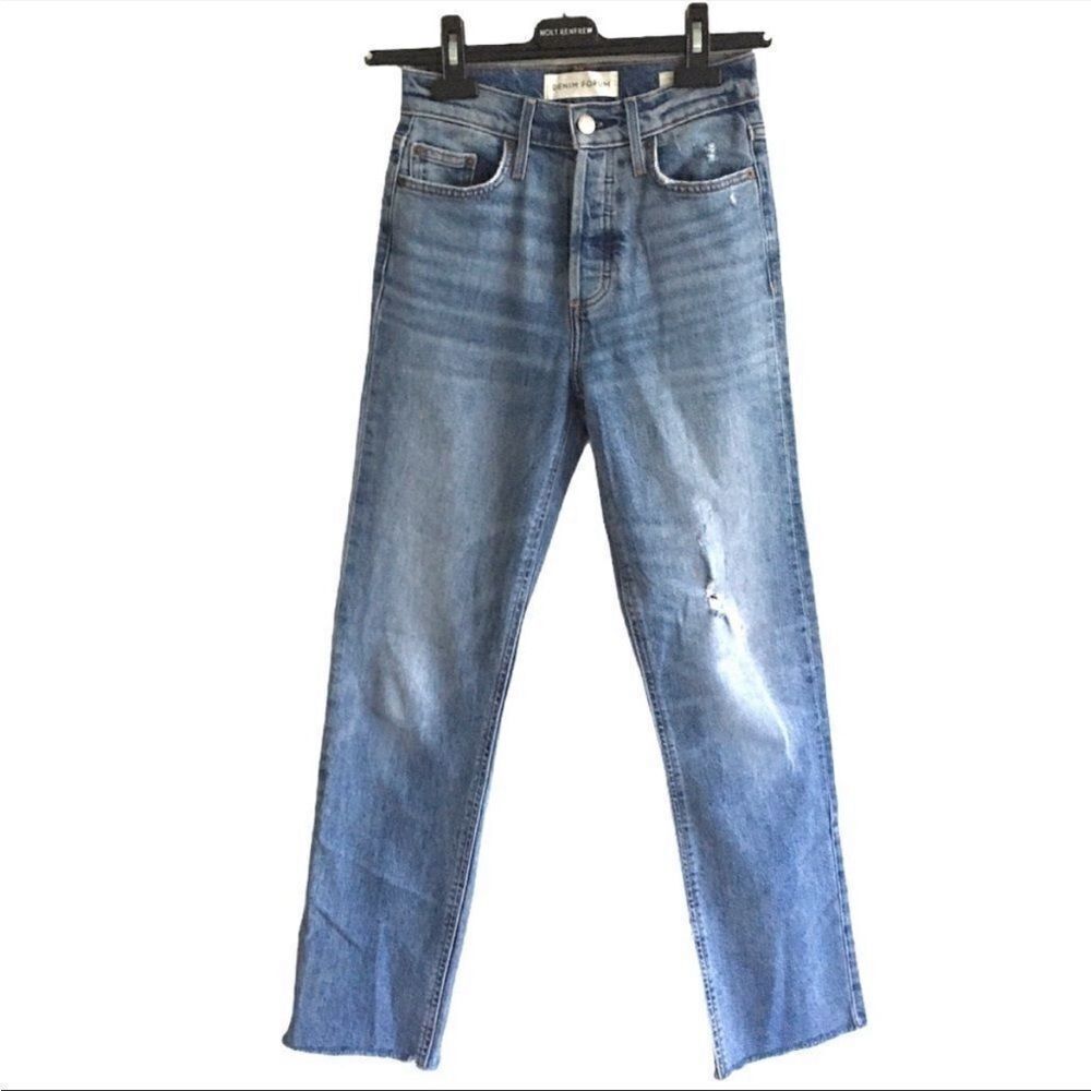 ARITZIA DENIM FORUM Arlo High Rise Straight Leg Denim Jeans Light Blue 23